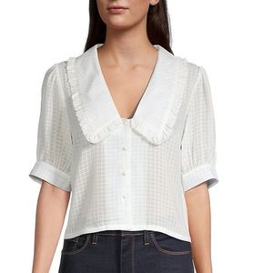 Missguided Blouse with Exaggerated Collar in White